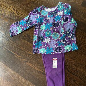 Okie Dokie 2 Piece Set, Purple Floral, 4T